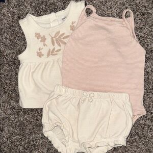 Carter's Cream and Pink Baby Outfit Set